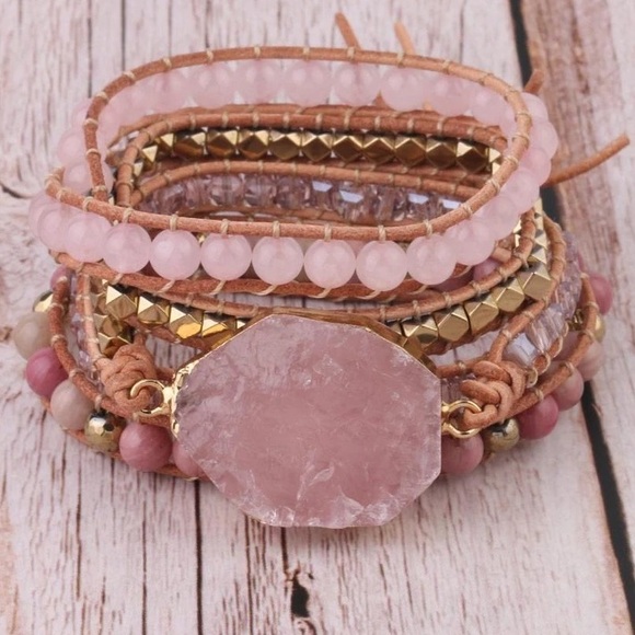 Vintage Jewelry - The Loving Healer Rose Quartz Wrap Bracelet